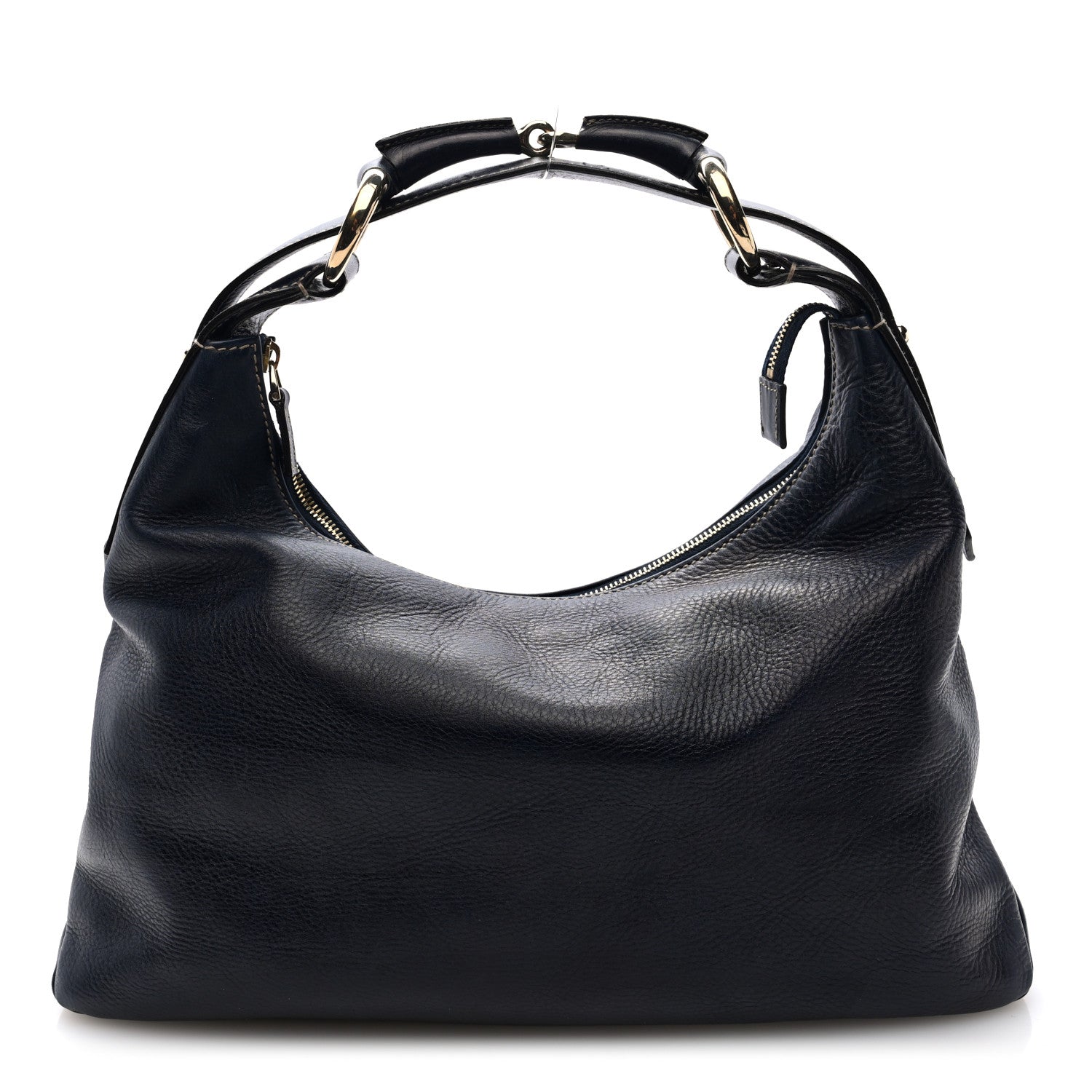 Gucci Calfskin Medium Horsebit Chain Hobo Navy 1 of 10