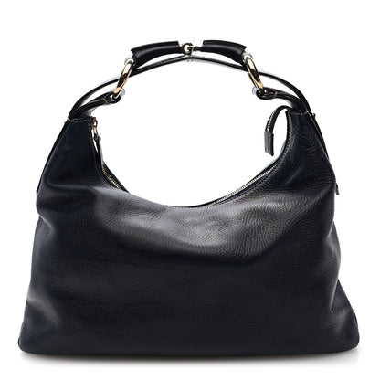 Gucci Calfskin Medium Horsebit Chain Hobo Navy 1 of 10
