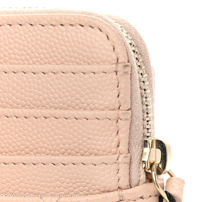 Chanel Caviar Quilted Zip Card Holder Wallet Light Beige 10 of 11