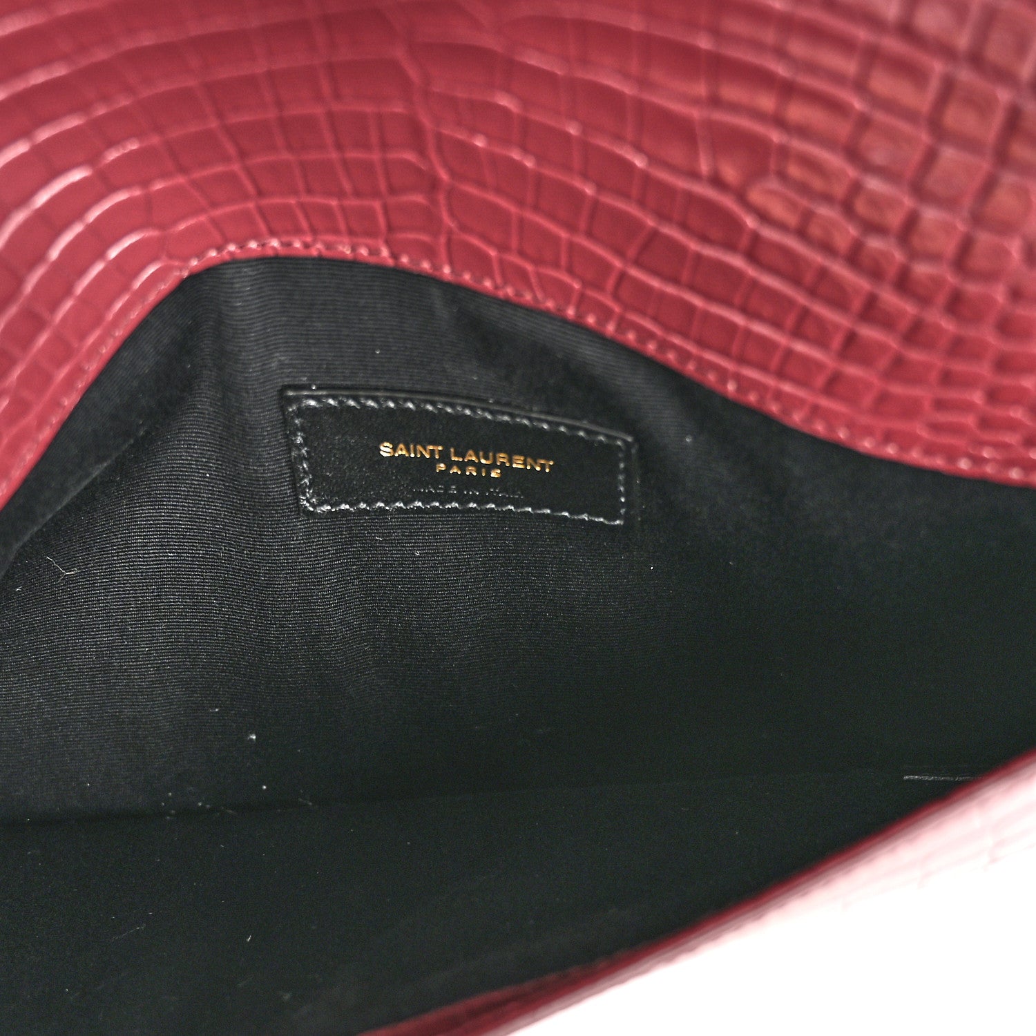 Saint Laurent Calfskin Crocodile Embossed Uptown Monogram Clutch Rouge Legion Rouge Legion 5 of 8