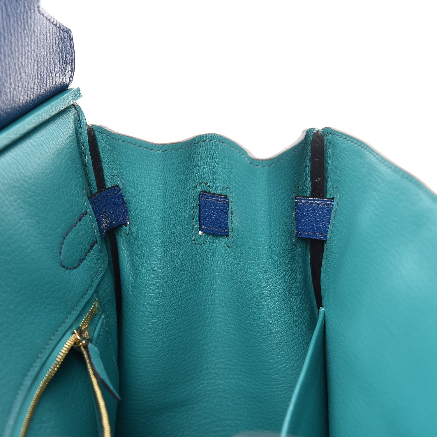 Hermes Chevre Mysore Bi-Color Horseshoe Birkin 30 Bleu Sapphire Paon 17 of 37