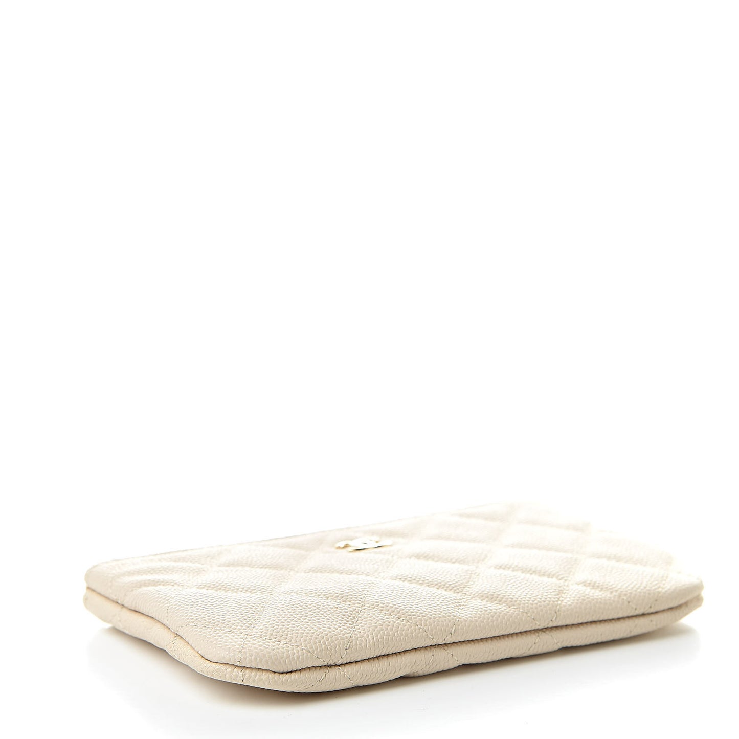 Caviar Quilted Small Cosmetic Case Beige