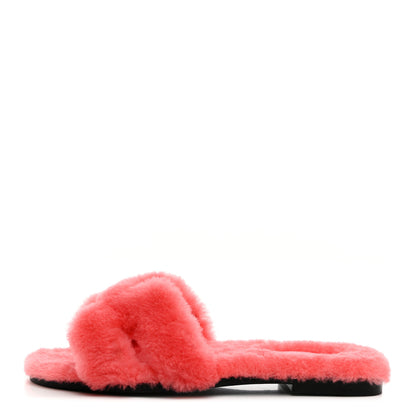 Hermes Woolskin Oran Sandals 38.5 Rose Du Desert 1 of 7