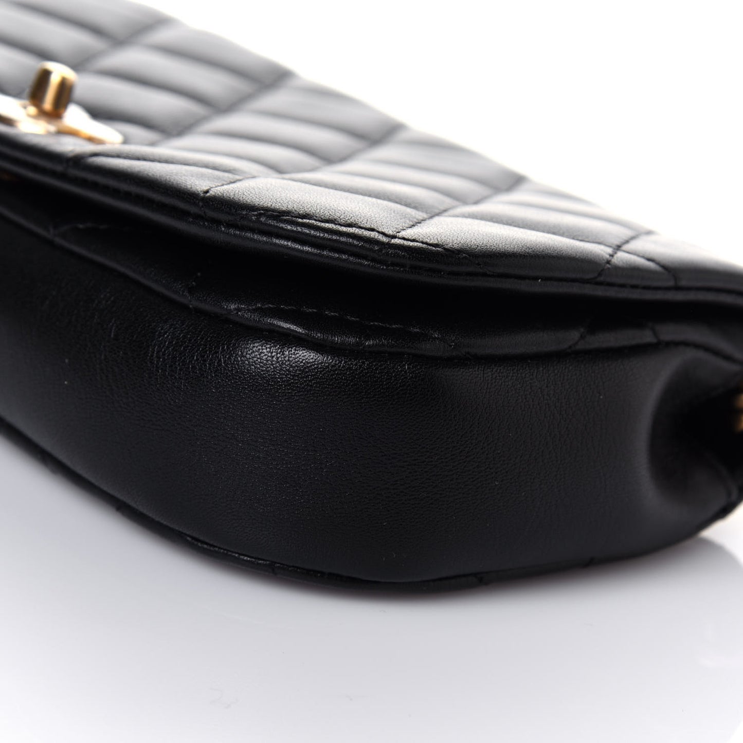 Calfskin Quilted Coco Mail Clutch With Chain Black