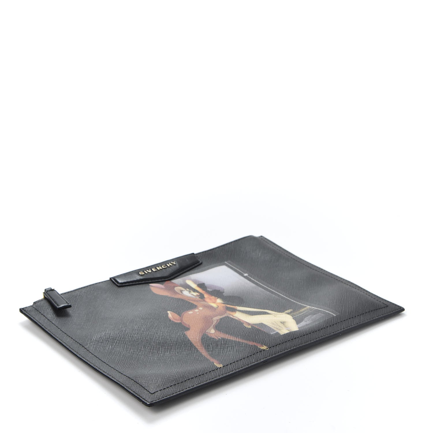 Givenchy Textured Coated Canvas Bambi Print Medium Cosmetic Pouch Black 3 of 13