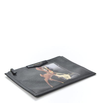 Givenchy Textured Coated Canvas Bambi Print Medium Cosmetic Pouch Black 3 of 13