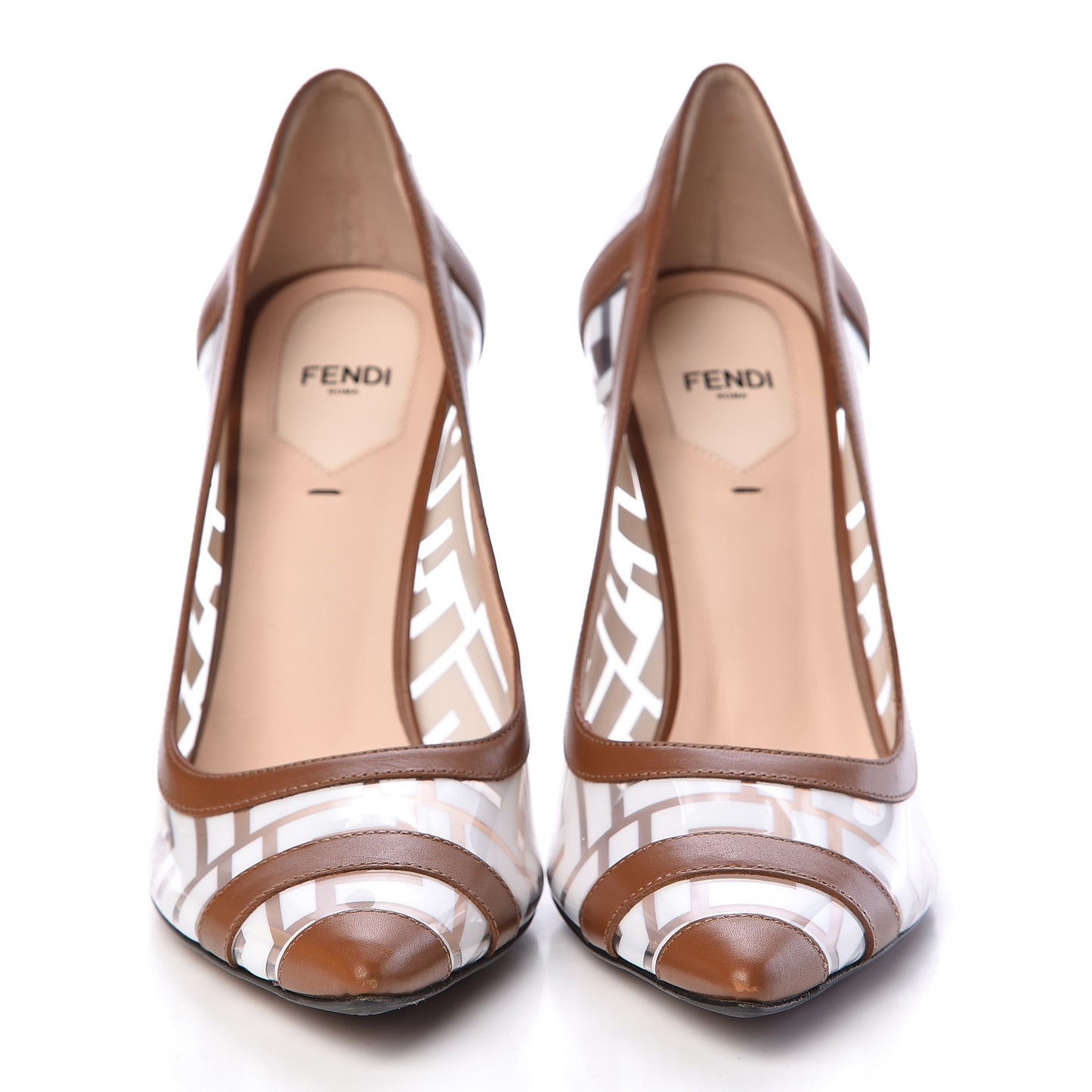 PVC Calfskin FF Colibri High-Heel Pumps 40 White Cuoio