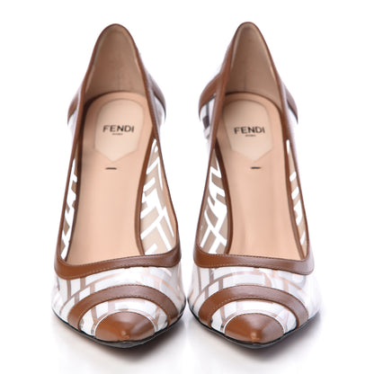 Fendi PVC Calfskin FF Colibri High-Heel Pumps 40 White Cuoio 2 of 8