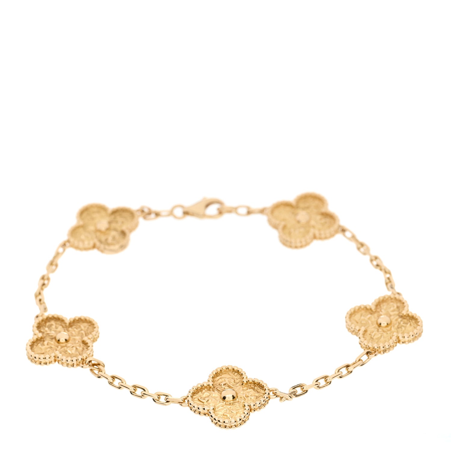 Van Cleef & Arpels 18K Yellow Gold 5 Motifs Vintage Alhambra Bracelet 1 of 3