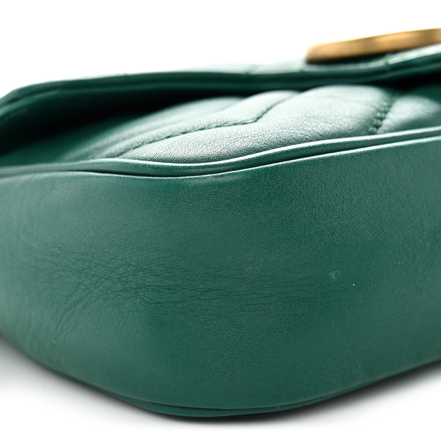 Calfskin Matelasse Super Mini GG Marmont Shoulder Bag Emerald Green