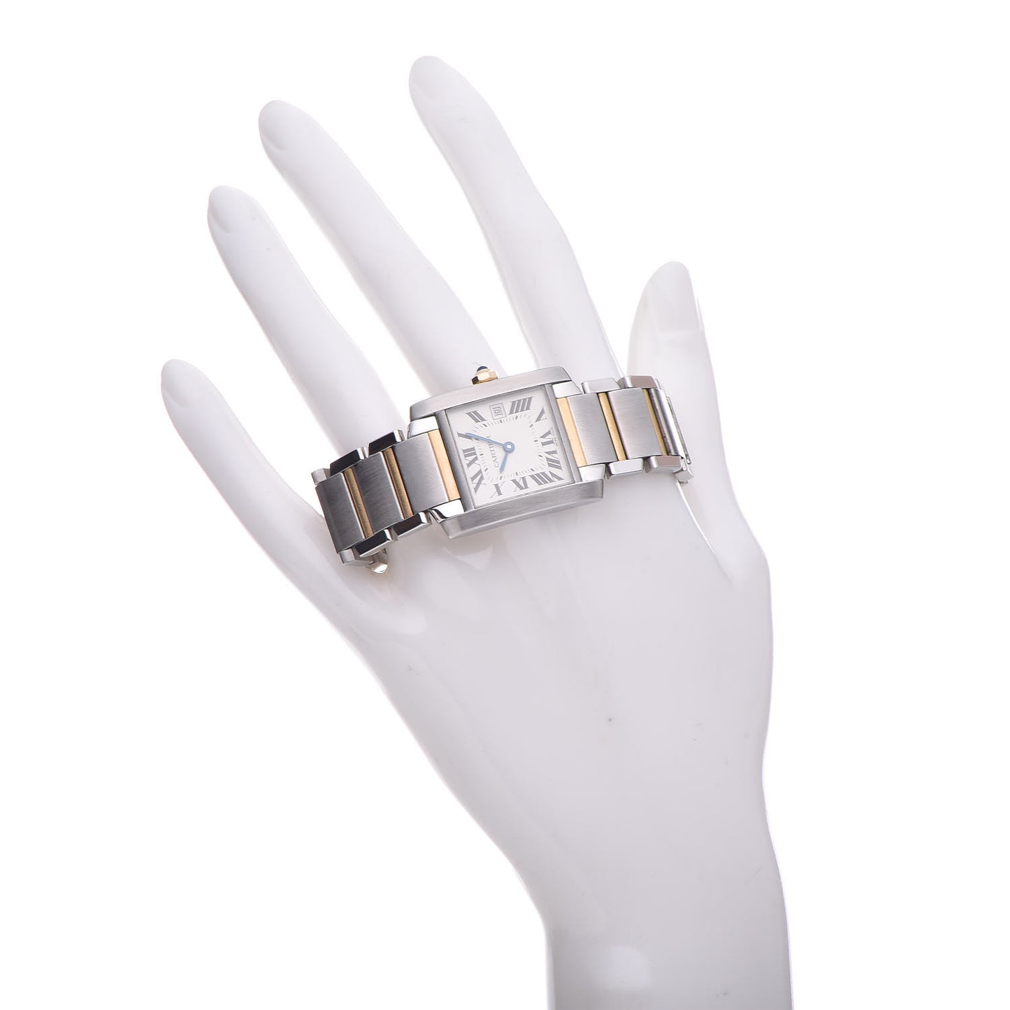 Stainless Steel 18K Yellow Gold 25mm Tank Francaise Quartz Watch