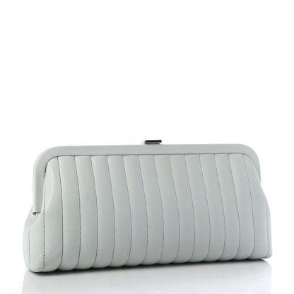 Chanel Lambskin Vertical Quilted Mademoiselle Clutch Light Green 3 of 9