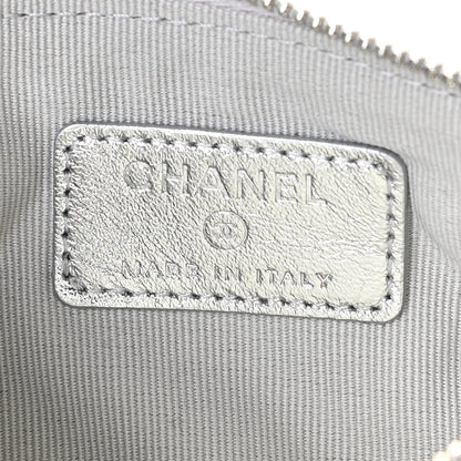 Chanel Gradient Metallic Calfskin Quilted Small Cosmetic Pouch Silver Blue Yellow Purple 6 of 10