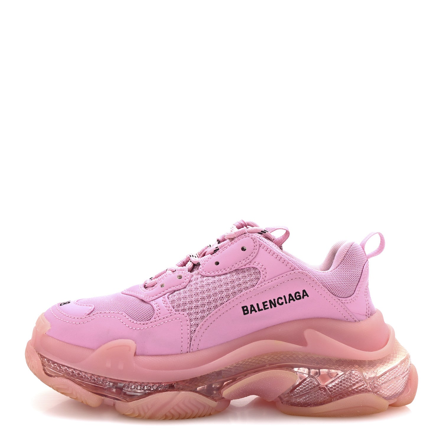 Balenciaga Fabric Mesh Clear Sole Womens Triple S Sneakers 38 Pink 1 of 10