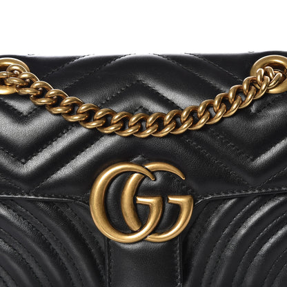 Gucci Calfskin Matelasse Mini GG Marmont Shoulder Bag Black 9 of 9