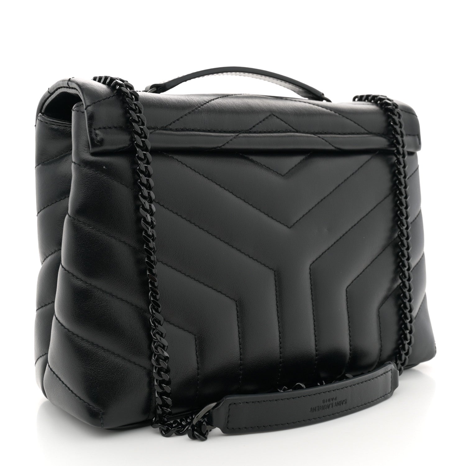 Saint Laurent Calfskin Y Quilted Monogram Monochrome Small Loulou Chain Satchel Black 3 of 12