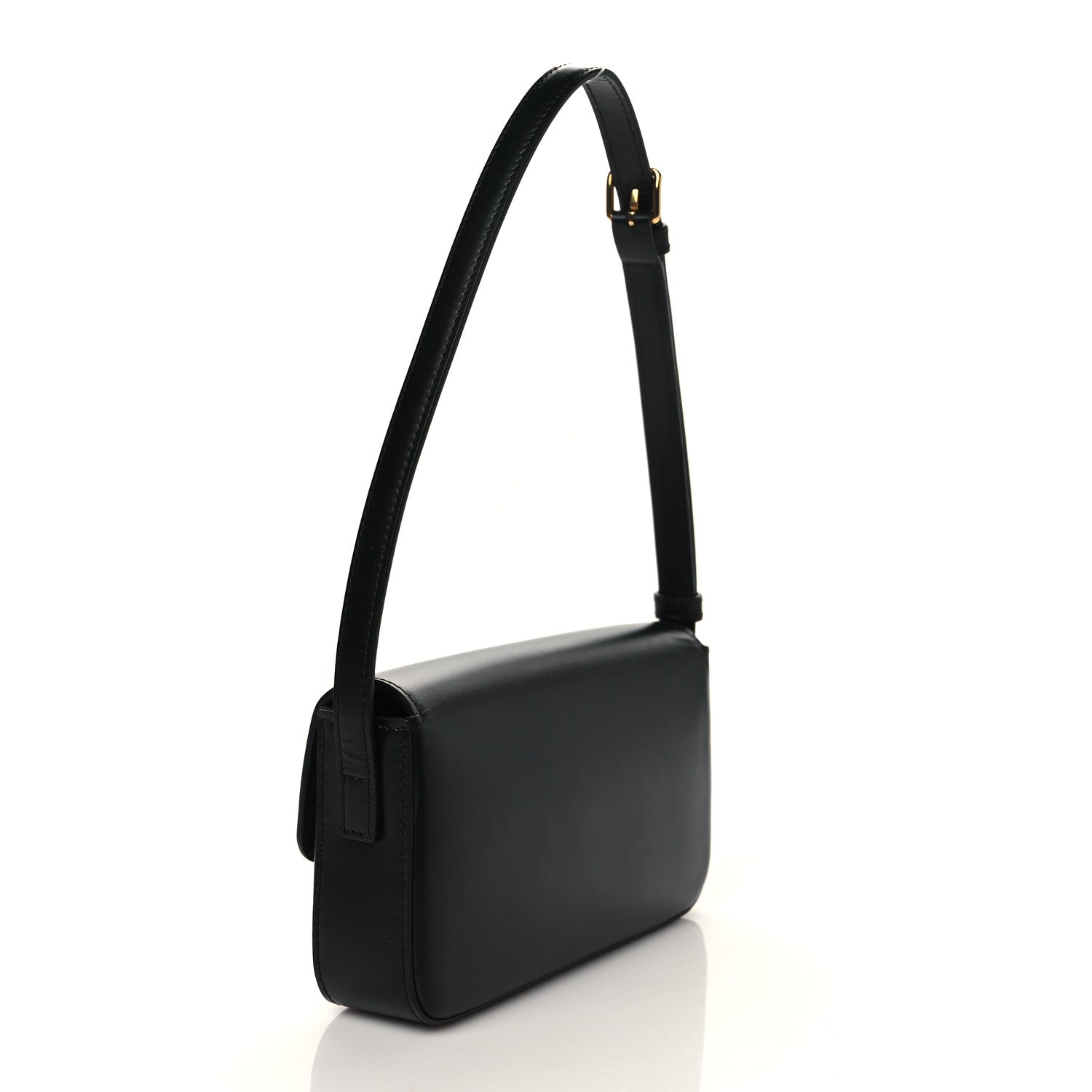 Celine Shiny Calfskin Triomphe Shoulder Bag Black 3 of 10