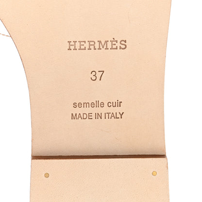 Hermes Box Calfskin Oran Sandals 37 White 6 of 9