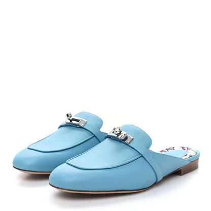 Hermes Calfskin Oz Mules 38.5 Ciel 3 of 7
