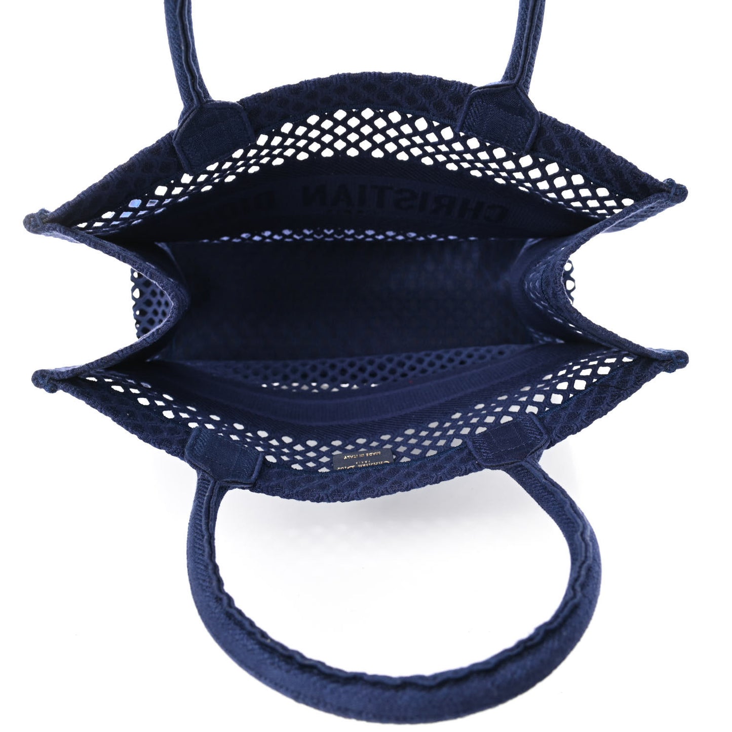 Mesh Embroidered Medium Book Tote Navy Blue