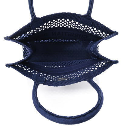 Christian Dior Mesh Embroidered Medium Book Tote Navy Blue 4 of 4