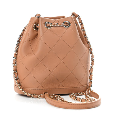 Chanel Calfskin Stitched Chain Bucket Bag Camel 3 of 11