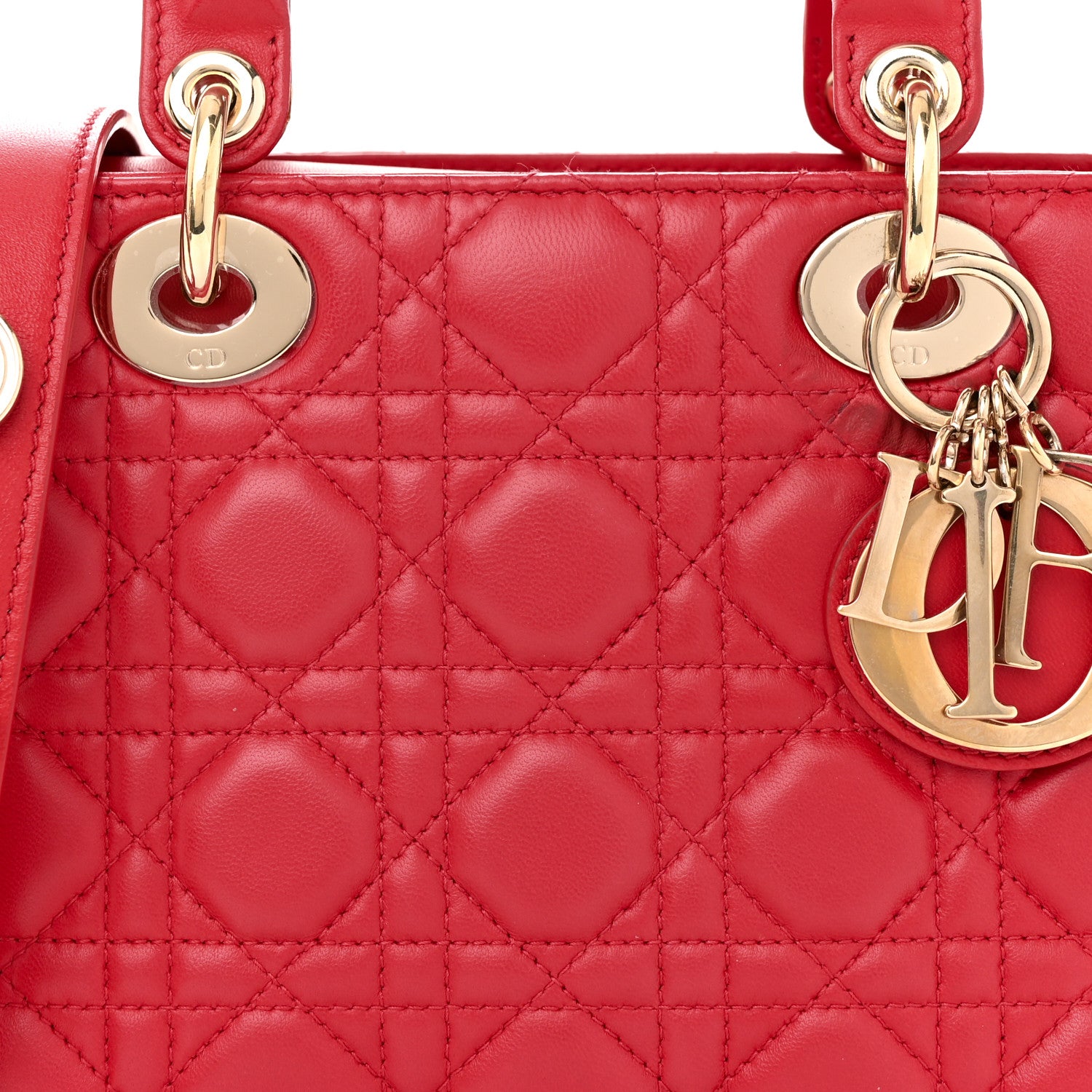 Christian Dior Lambskin Cannage Small Lucky Badges My Lady Dior Red 7 of 10