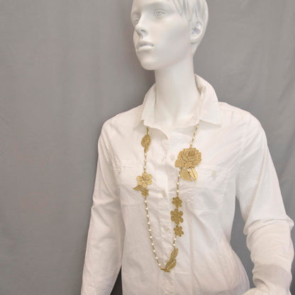 Chanel Gold Camellia Long Pearl Necklace 2 of 6