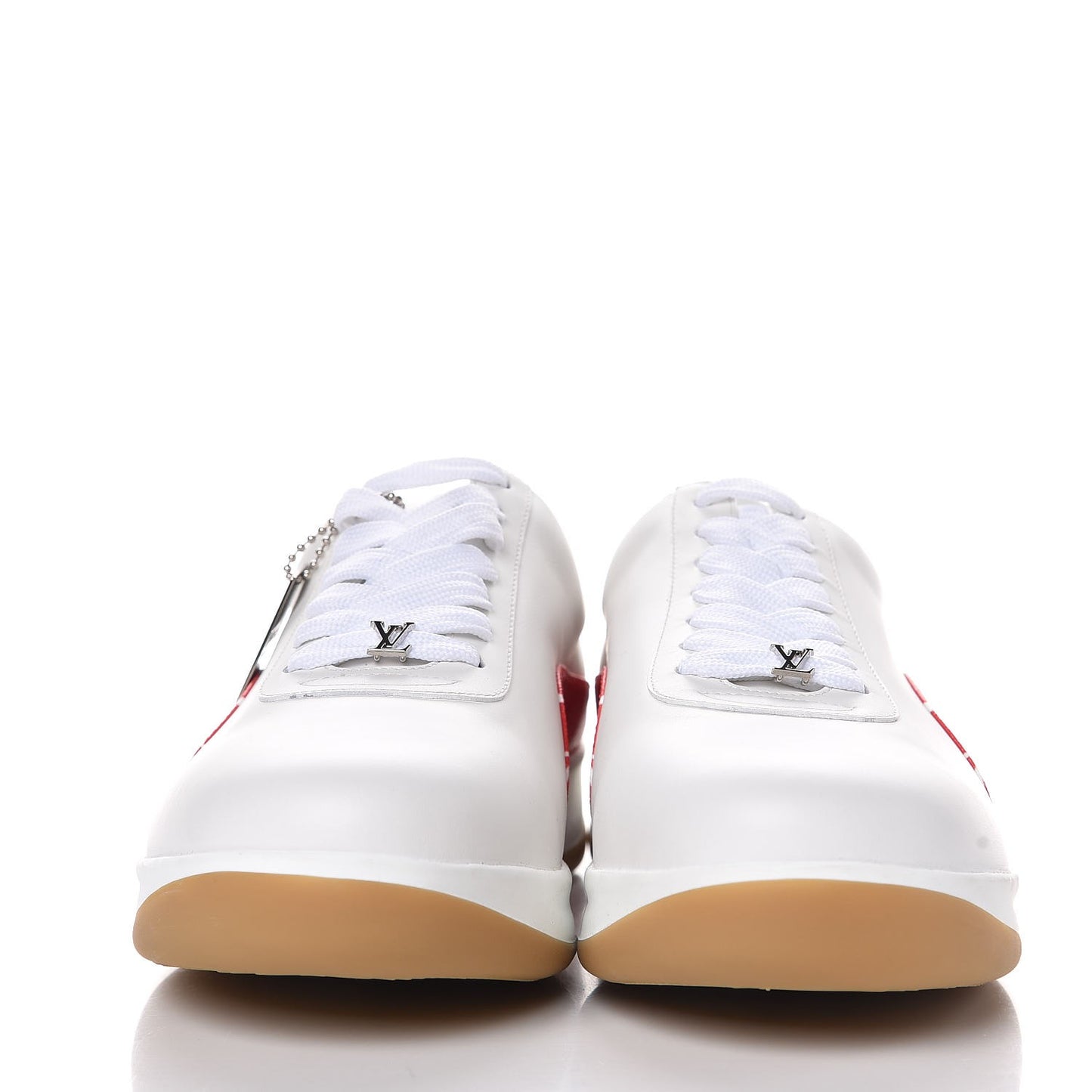 X SUPREME Calfskin Monogram Sneakers 7 White Red