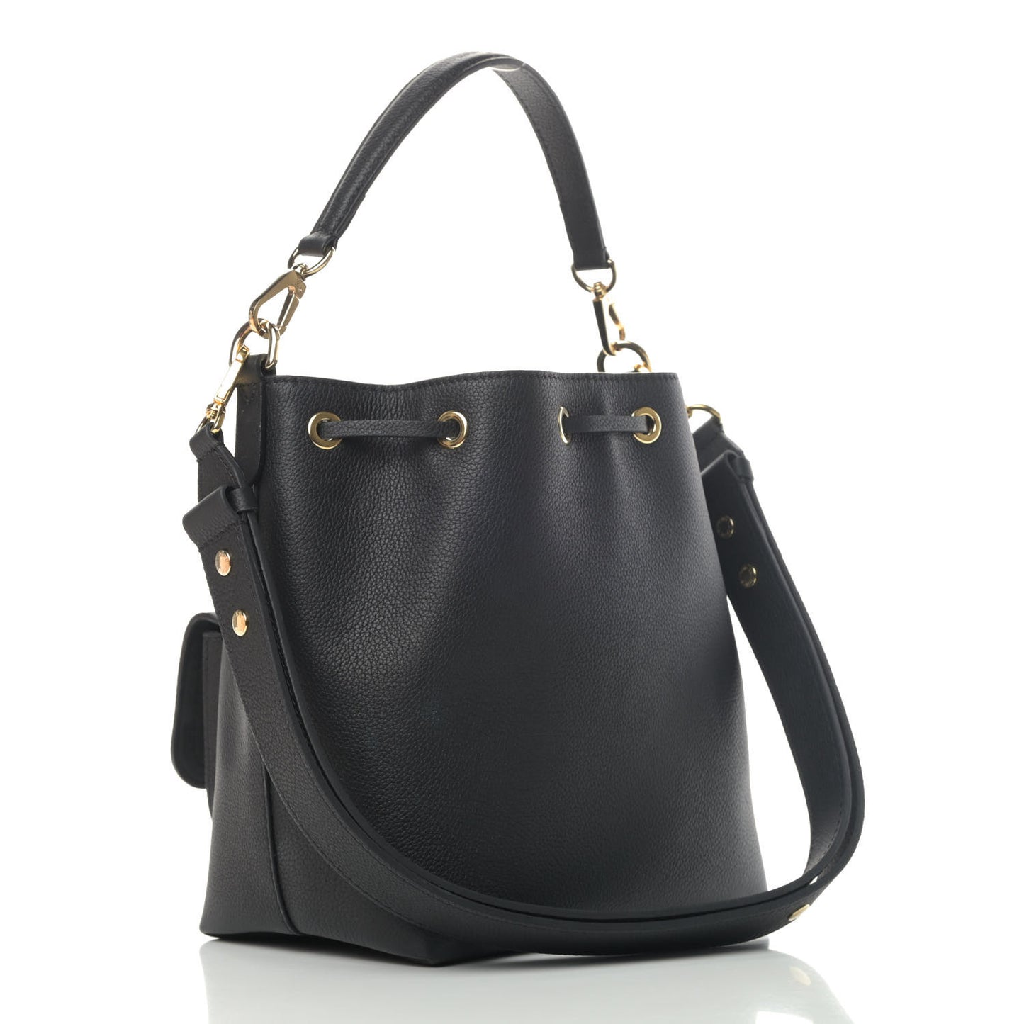Calfskin Lockme Bucket MM Black