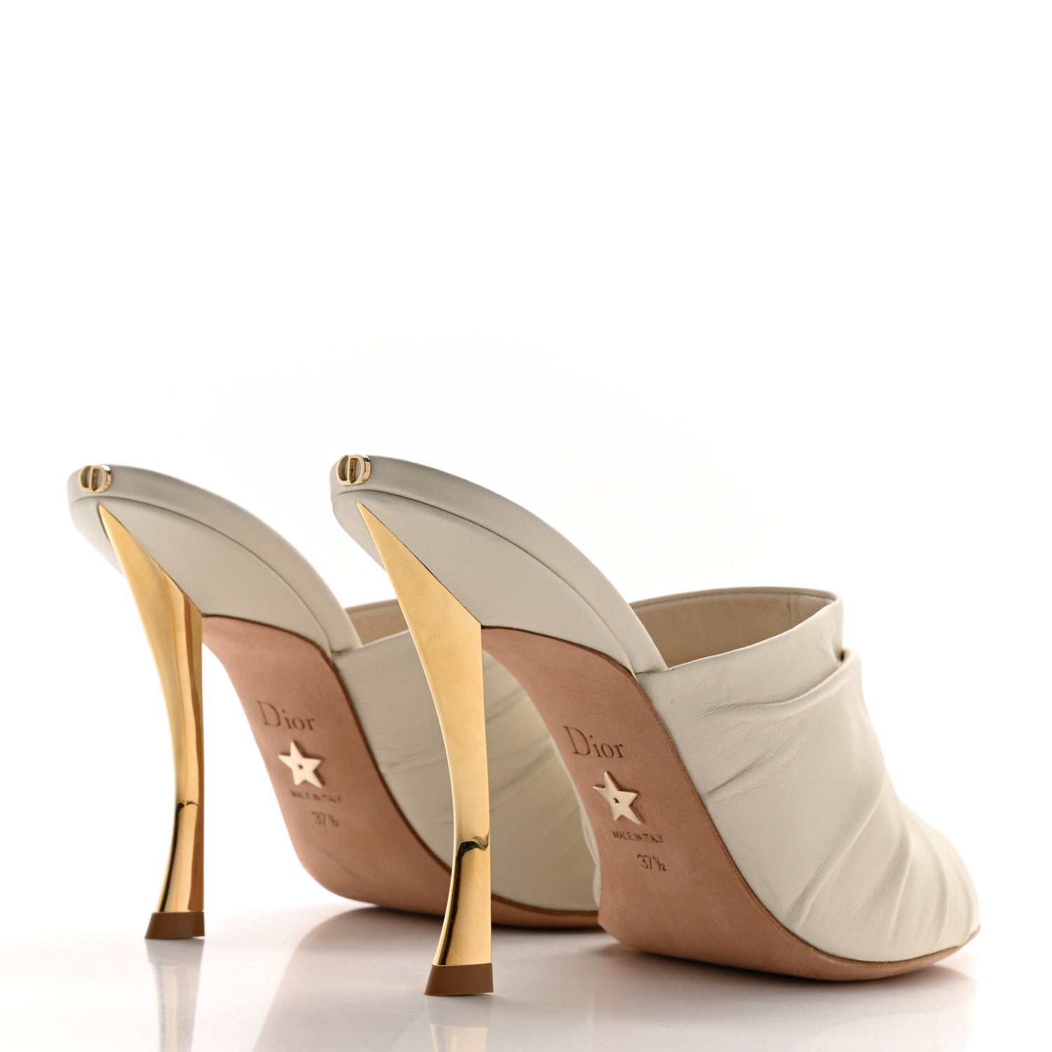 Christian Dior Lambskin D-Fame Mule Sandals 37.5 Off White 4 of 9