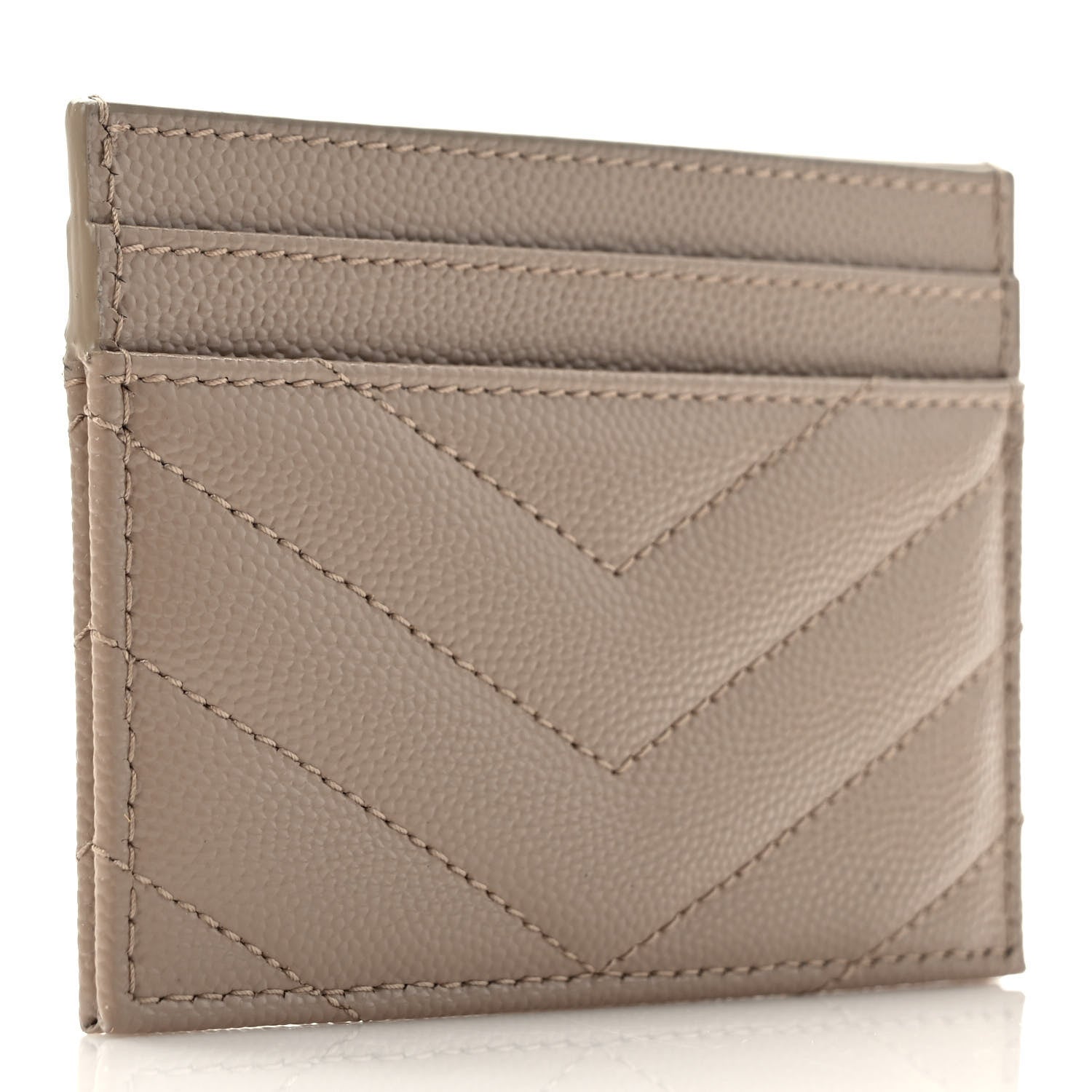 Saint Laurent Grain De Poudre Matelasse Chevron Monogram Credit Card Case Cork 3 of 6