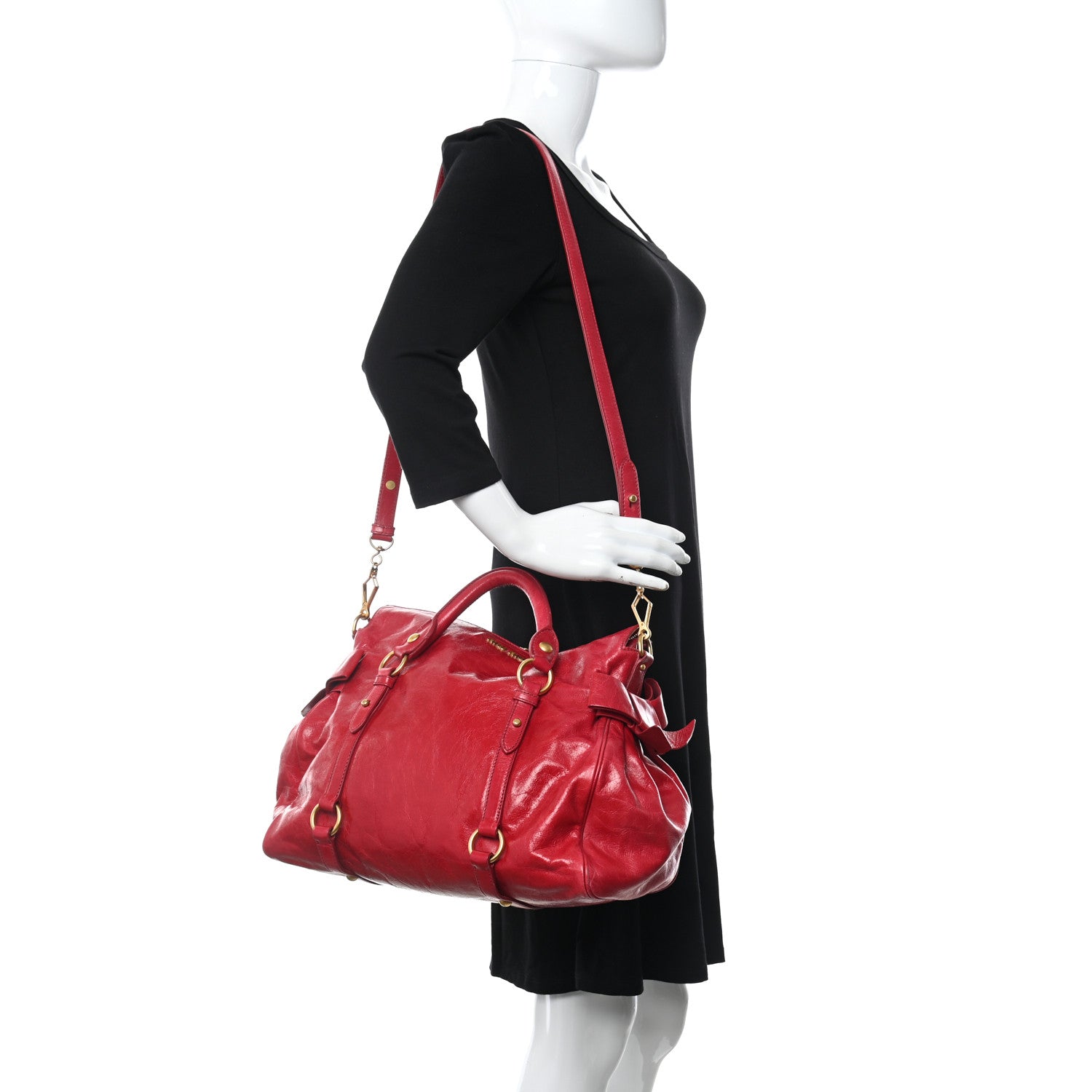 Miu Miu Vitello Lux Satchel Bag Red 2 of 10