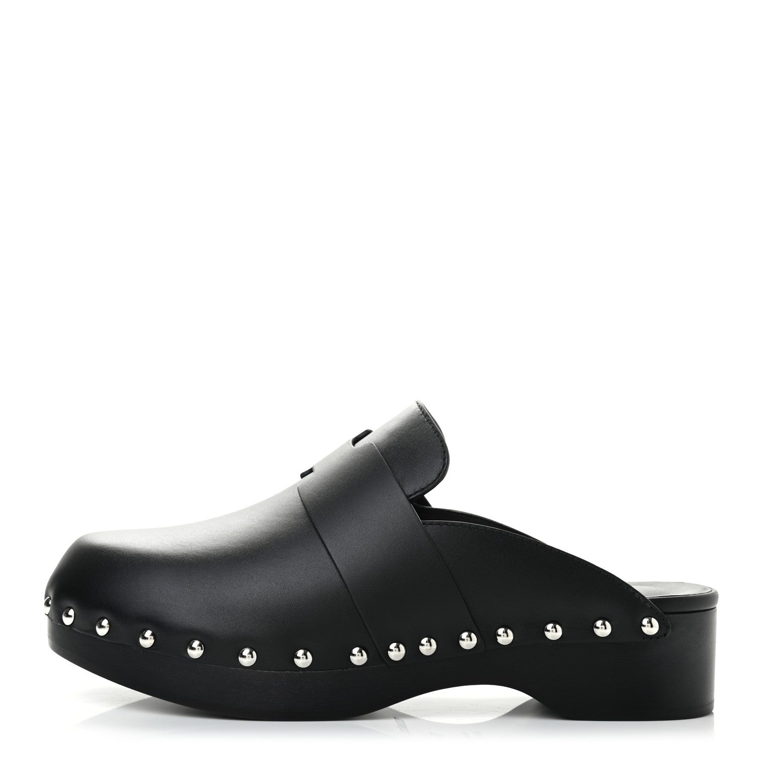 Hermes Calfskin Calya Mules 37 Black 1 of 8