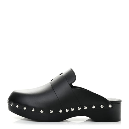 Hermes Calfskin Calya Mules 37 Black 1 of 8