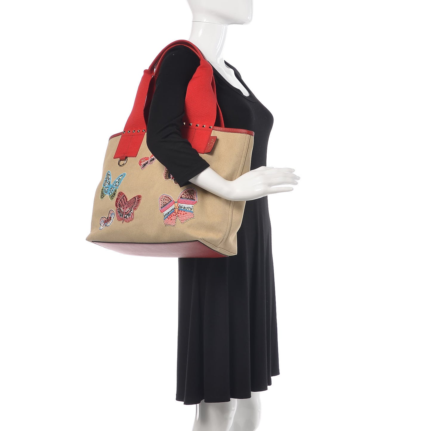 Canvas Butterfly Embroidered Grande Plage Tote Sand Multicolor