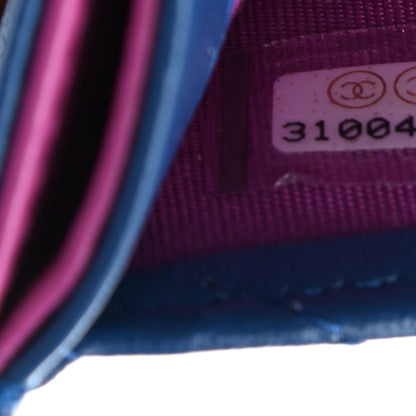Chanel Lambskin Quilted Card Holder Blue Pink 7 of 9