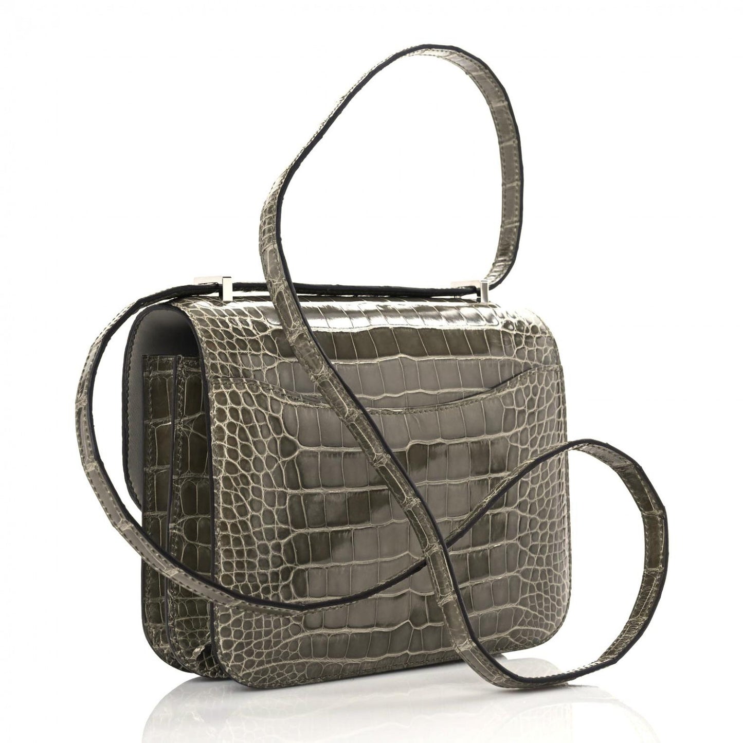 Shiny Alligator Constance 18 Gris Tourterelle