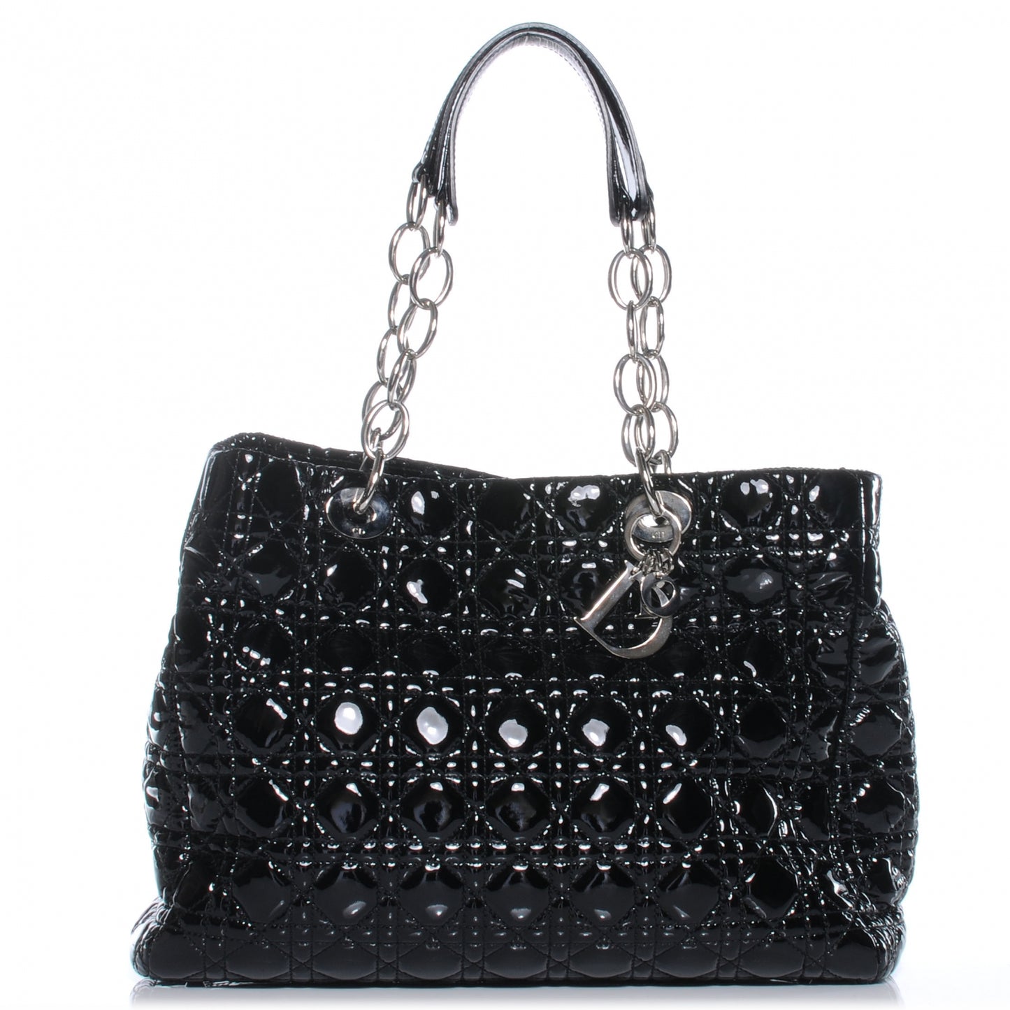 Patent Cannage Dior Soft Shopping Tote Black