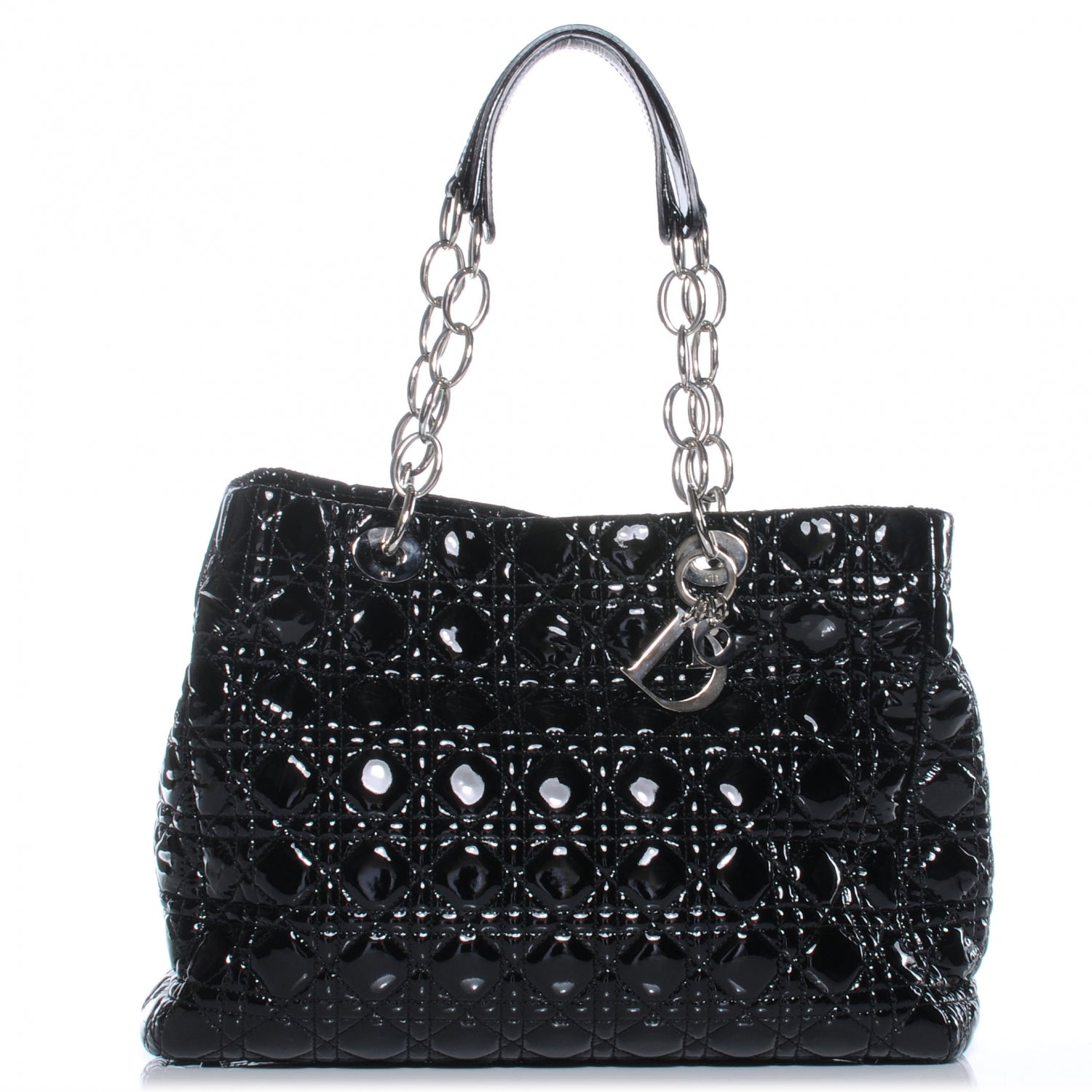 Christian Dior Patent Cannage Dior Soft Shopping Tote Black 1 of 7