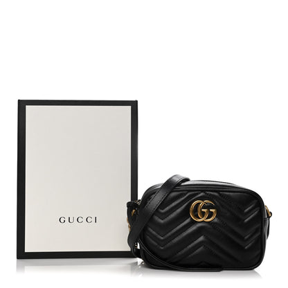 Gucci Calfskin Matelasse Mini GG Marmont Chain Shoulder Bag Black 16 of 16