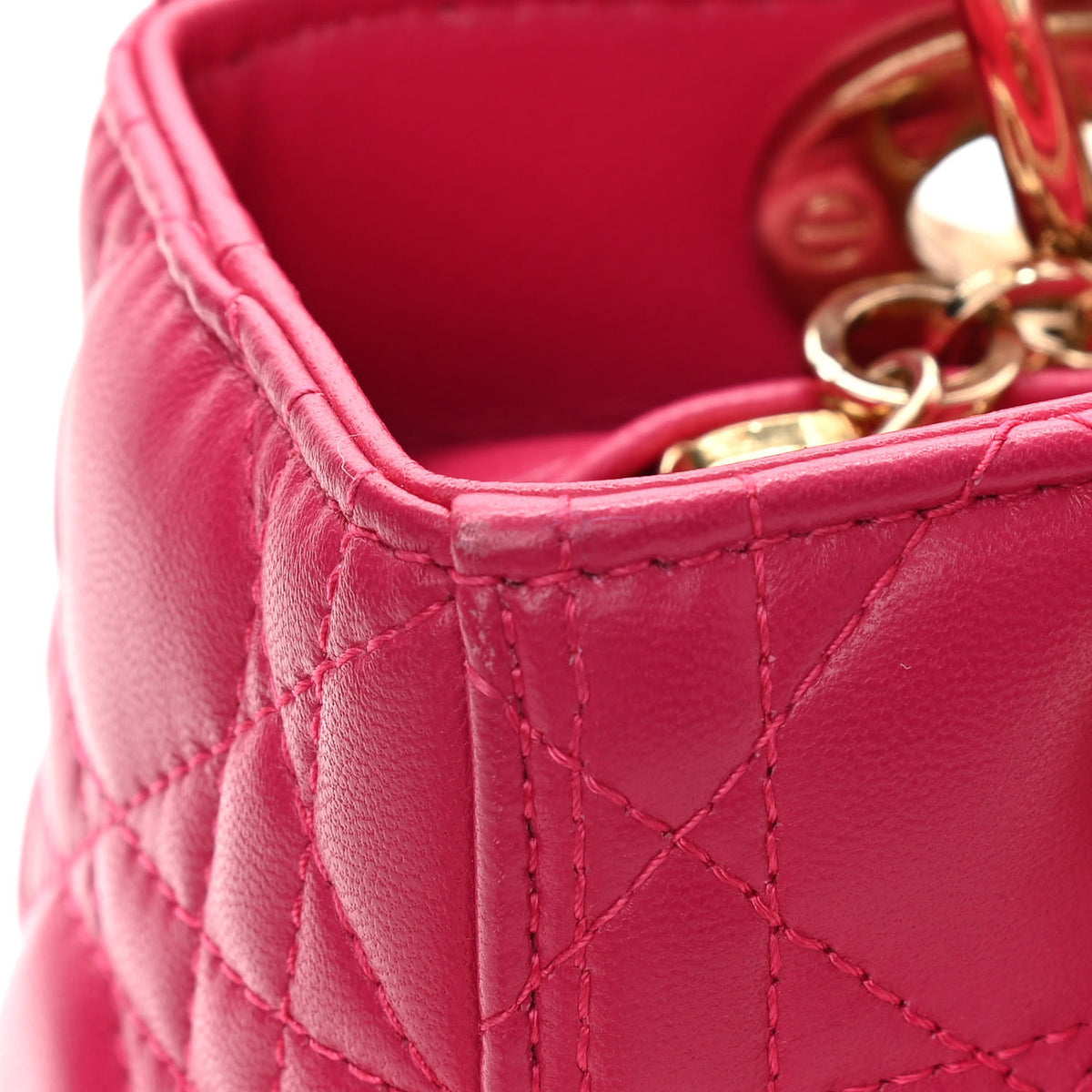 Lambskin Cannage Medium Lady Dior Fuchsia