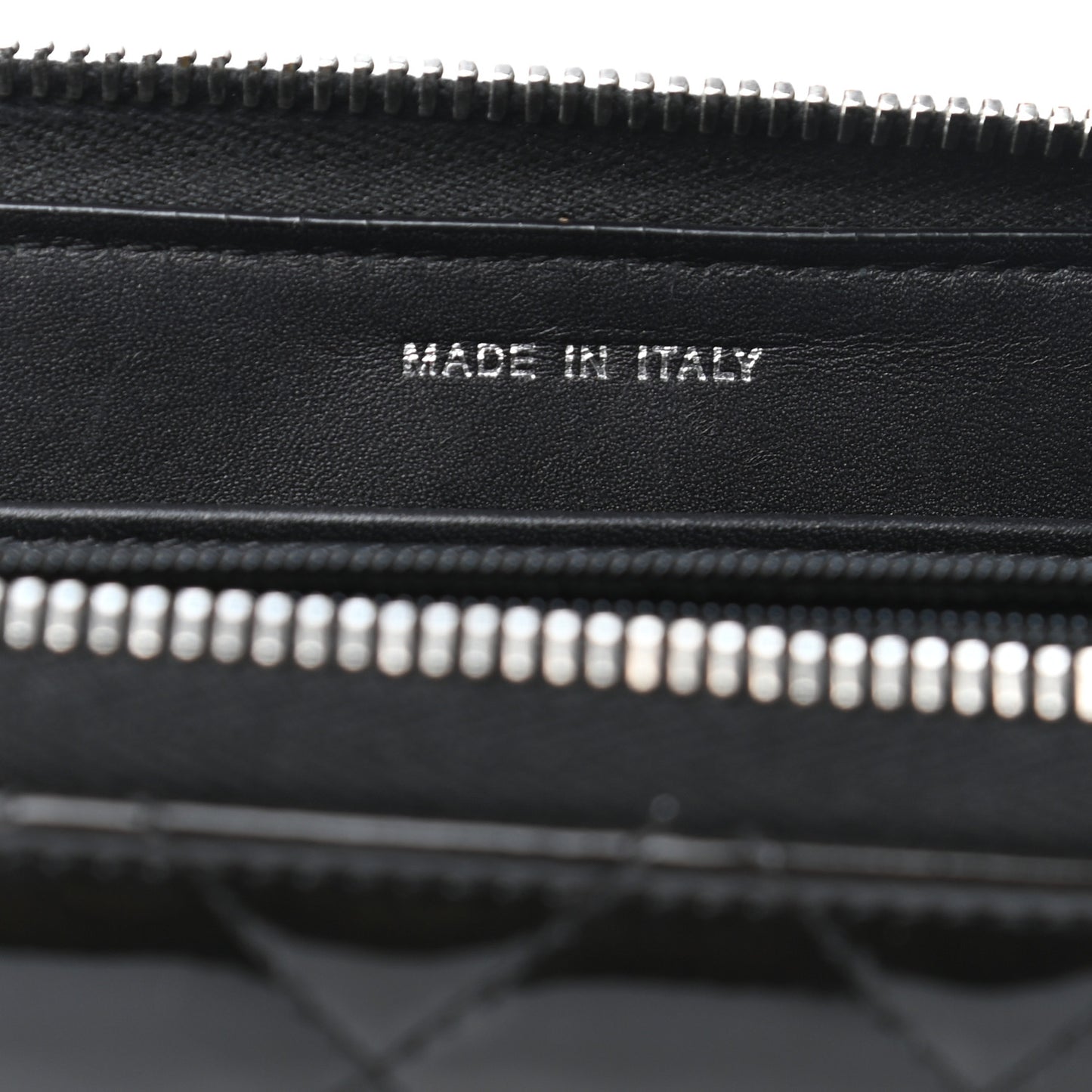 Patent Quilted Brilliant Zip Around Wallet Black
