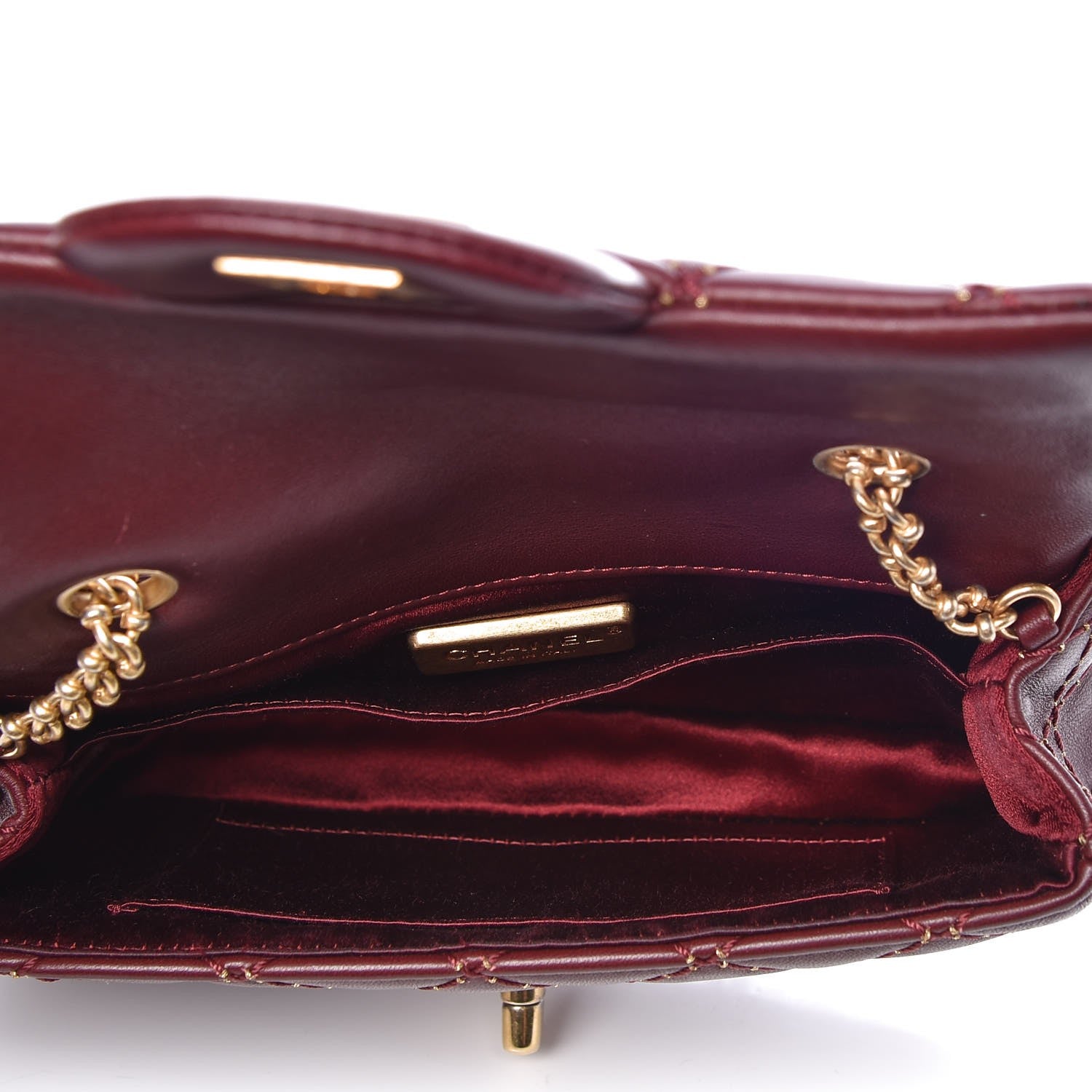 Chanel Lambskin Quilted Extra Mini Studded Flap Burgundy 5 of 7