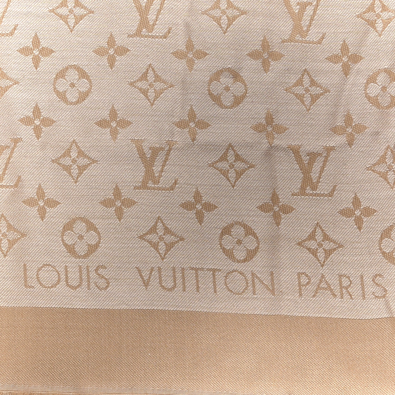 Louis Vuitton Silk Wool Monogram Denim Shawl Beige Rose 4 of 10