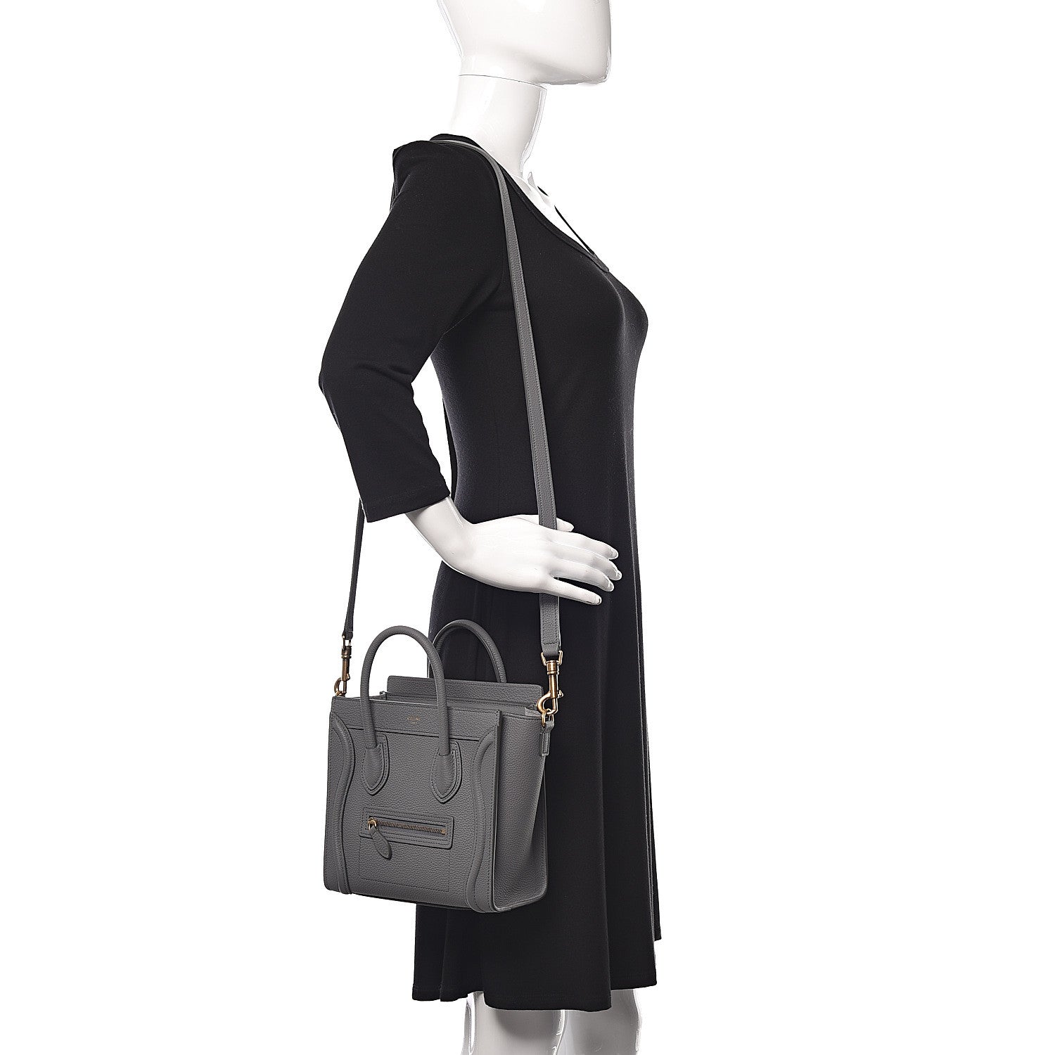 Celine Baby Drummed Calfskin Nano Luggage Kohl 2 of 10