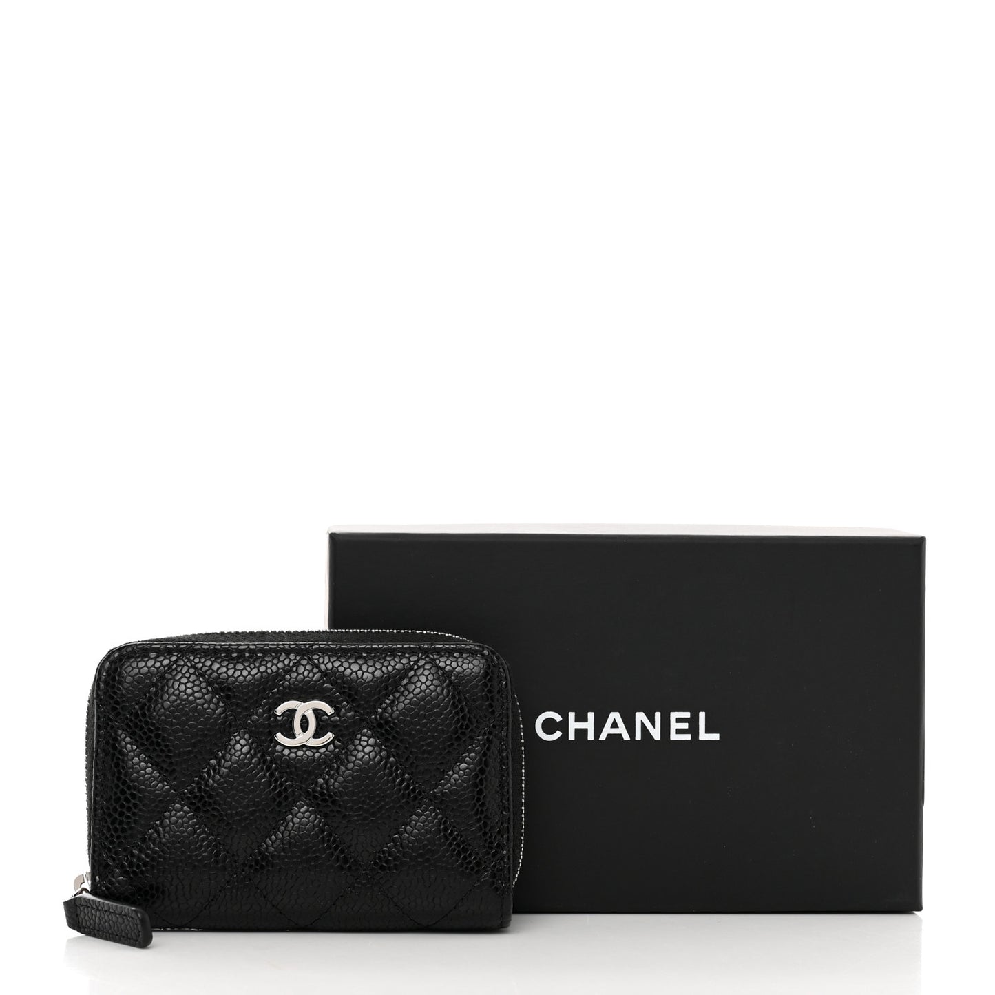 Caviar Quilted Zip Coin Purse Black