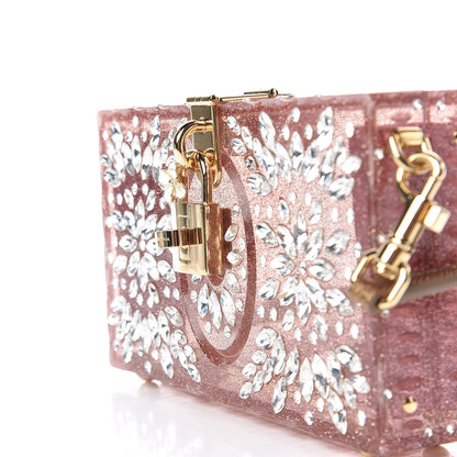 Dolce & Gabbana Crystal Embellished Plexiglass Dolce Box Clutch Pink 9 of 9