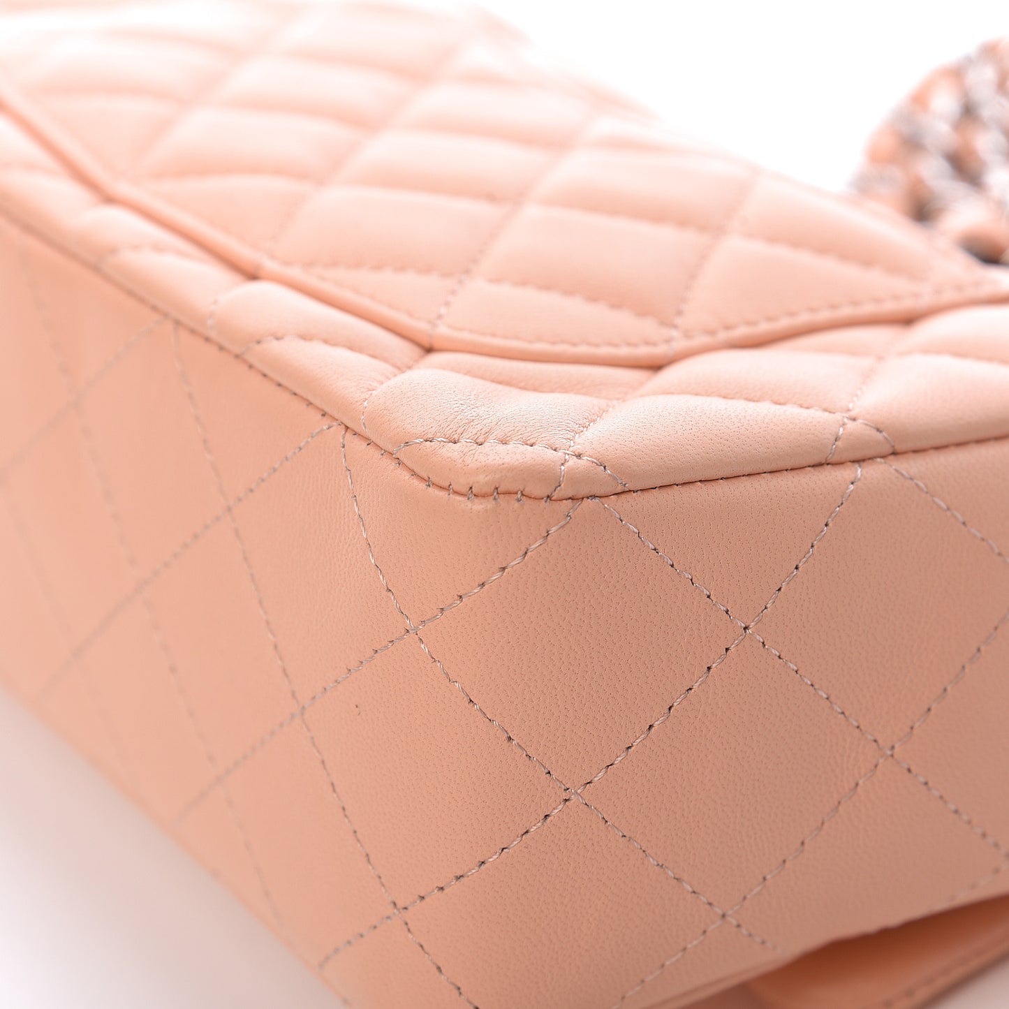 Lambskin Quilted Mini Rectangular Flap Light Pink