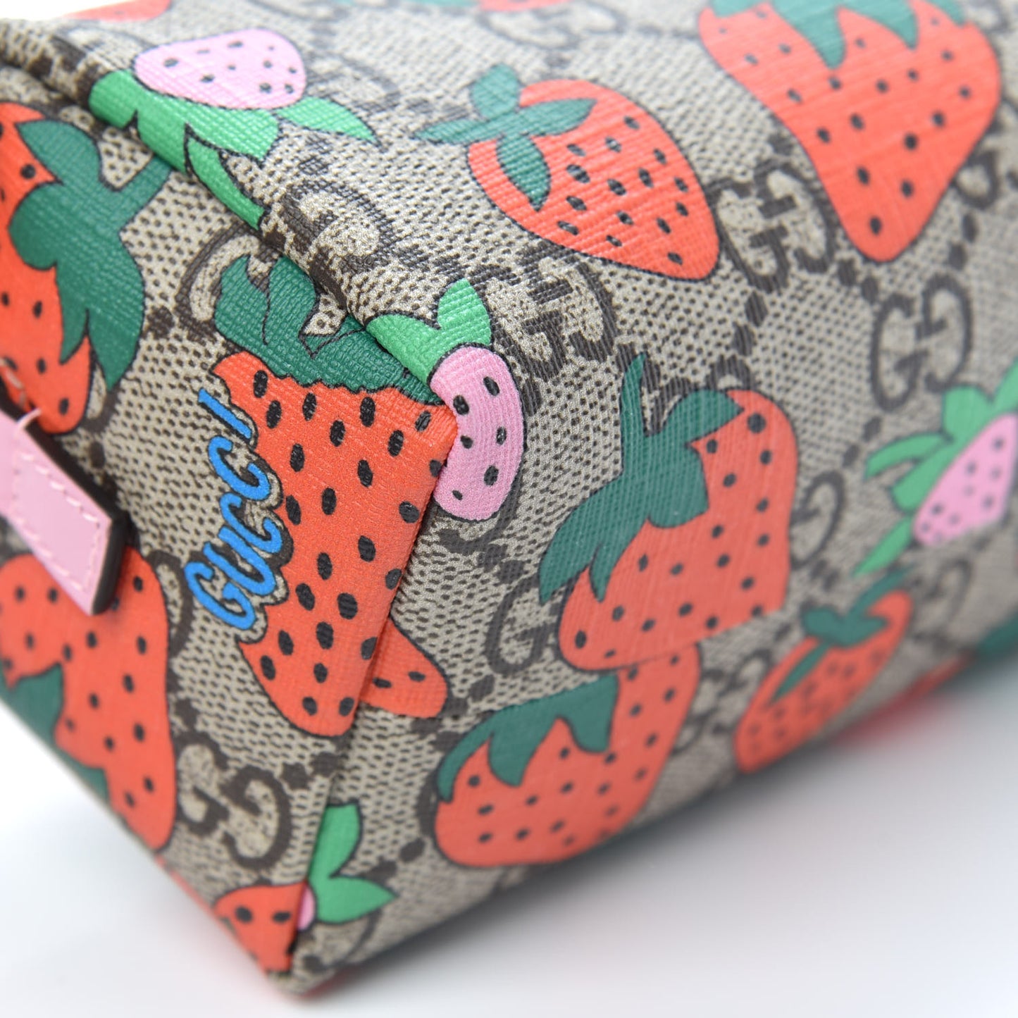 GG Supreme Monogram Strawberry Cosmetic Case
